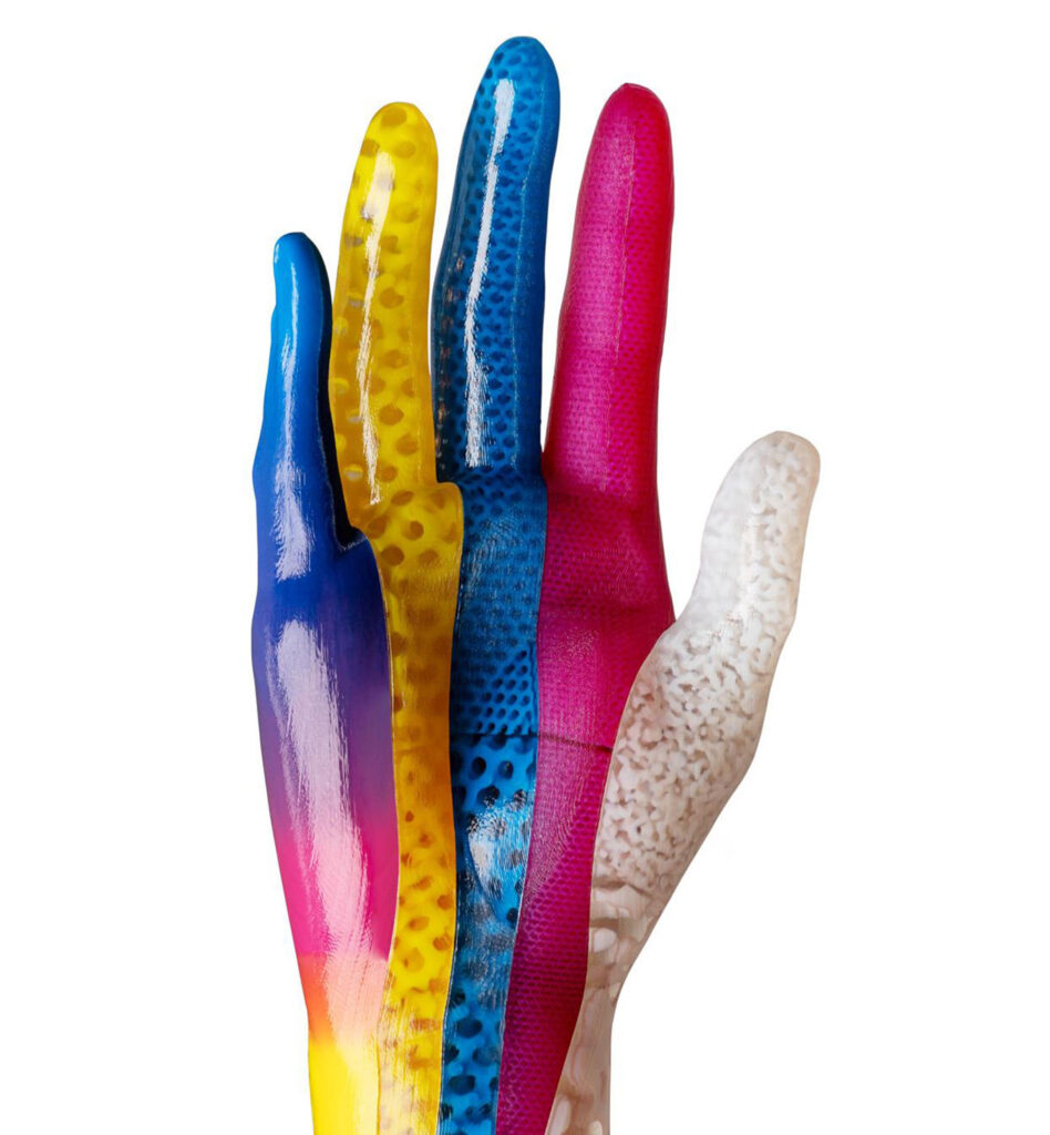 3D printed colorful hand